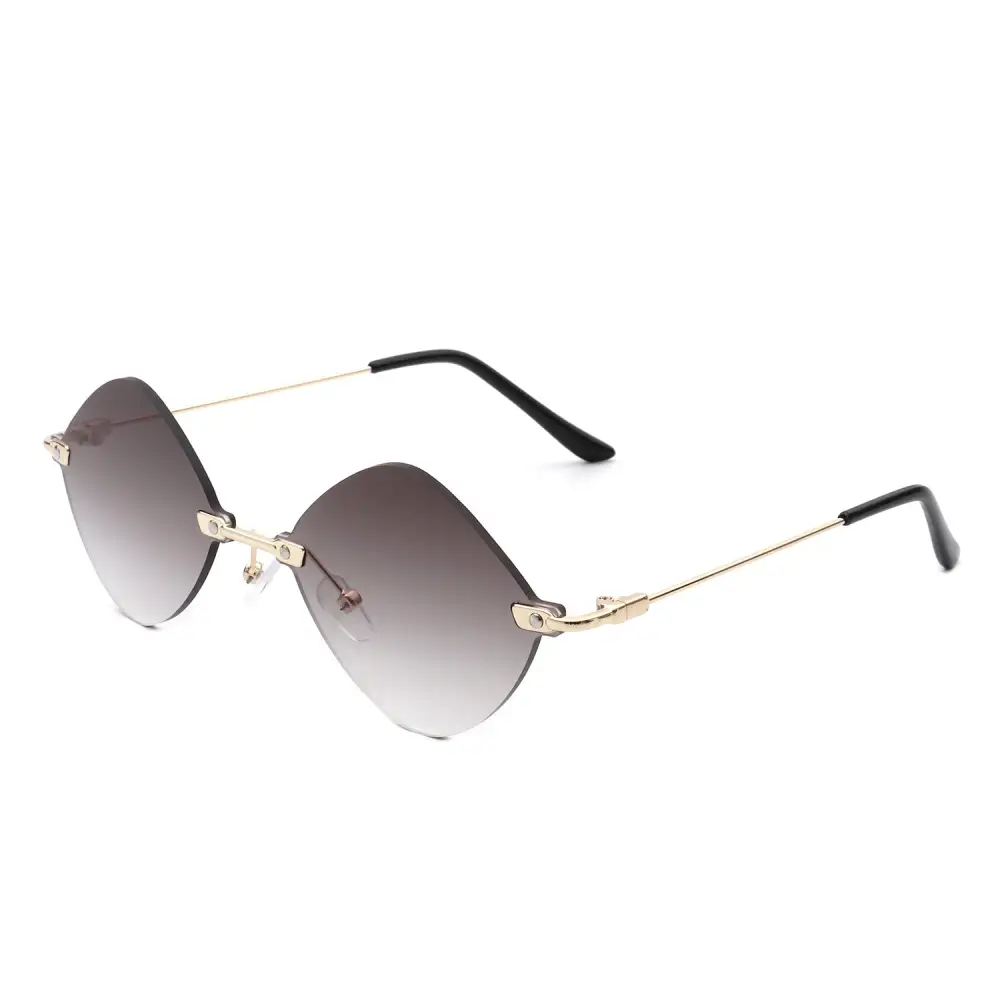 Round Rimless Frame Sunglasses