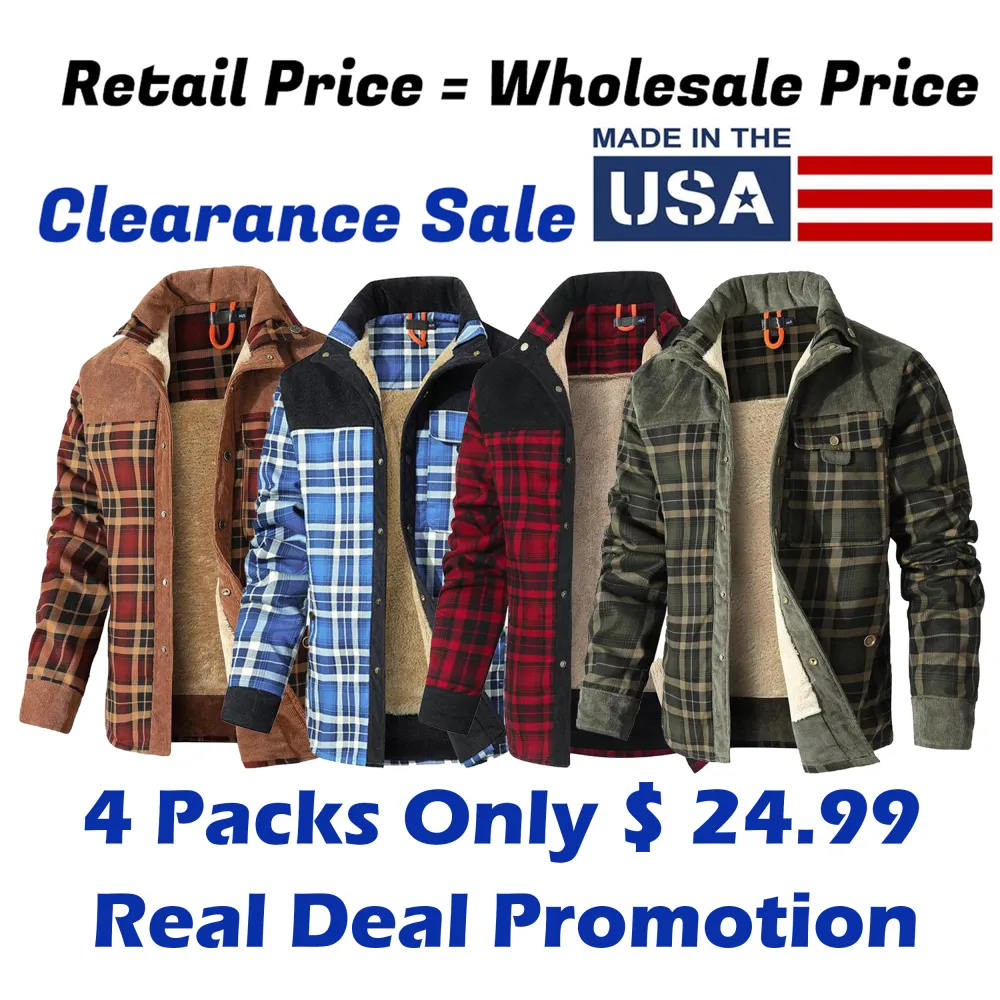 Men's Plaid Flannel Autumn and Winter Warm Jacket