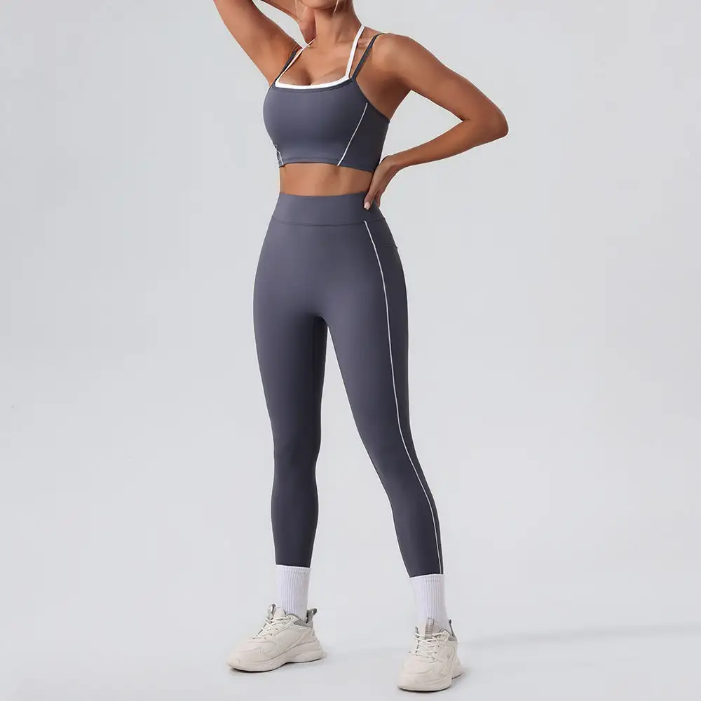 Contrast-Trim Backless Top and Shorts Active Set