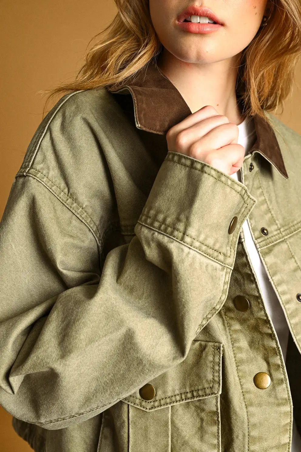Contrast Collar Utility Jacket