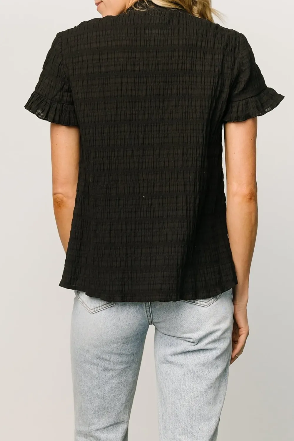 Simple Texture With Lotus Leaf Edge Shirt