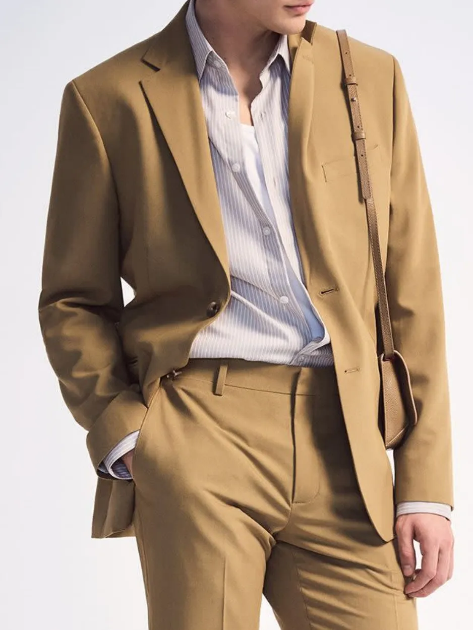 Camel Single Breasted Suit Blazer
