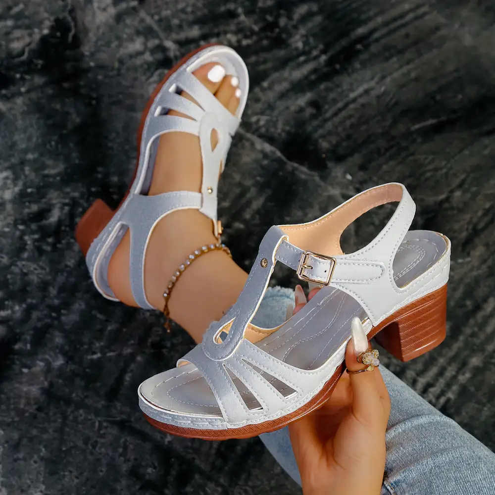 Thick Sole Peep Toe Wedge Sandals