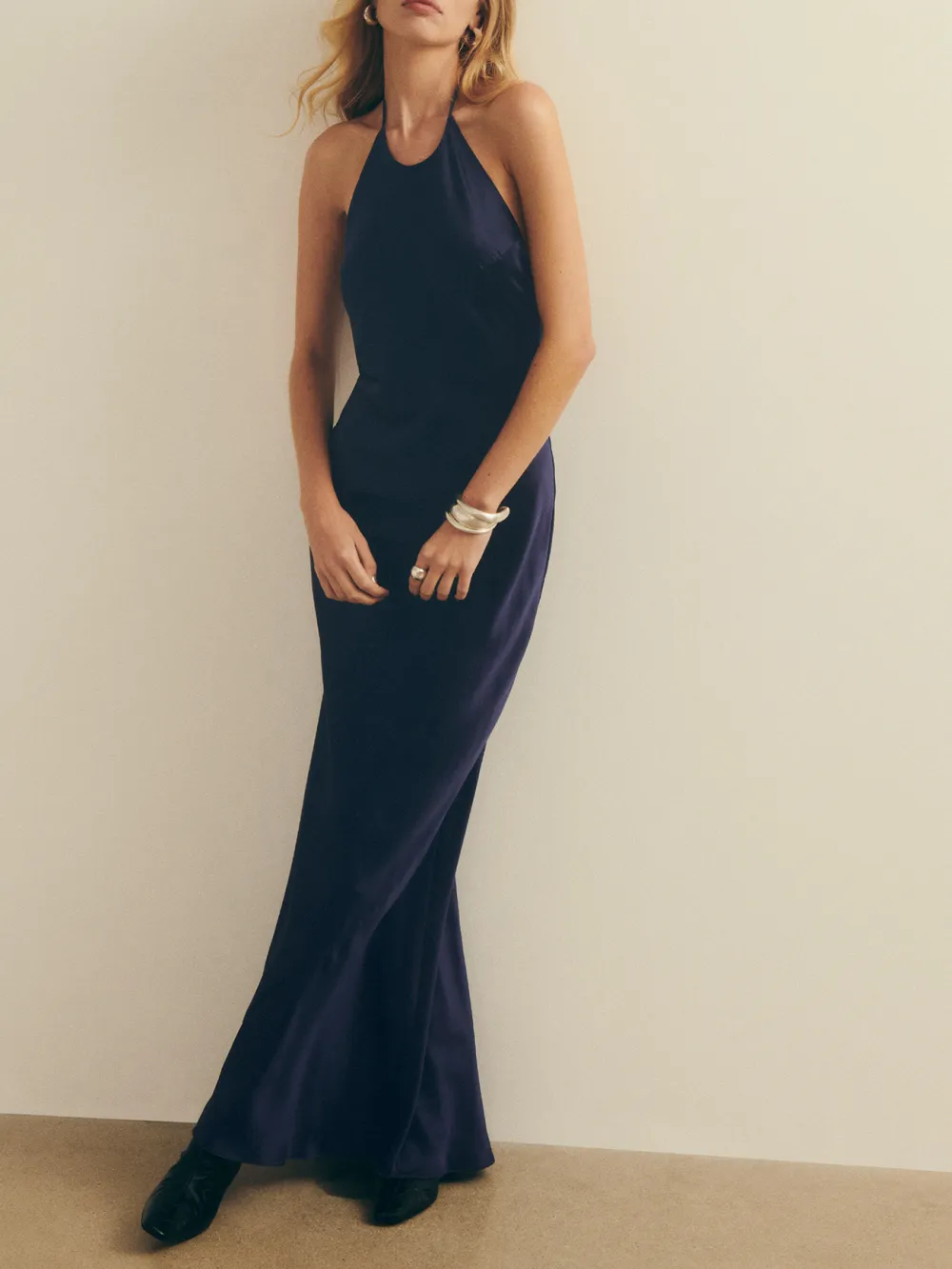 Halter Neck Silk Mermaid Style Dress