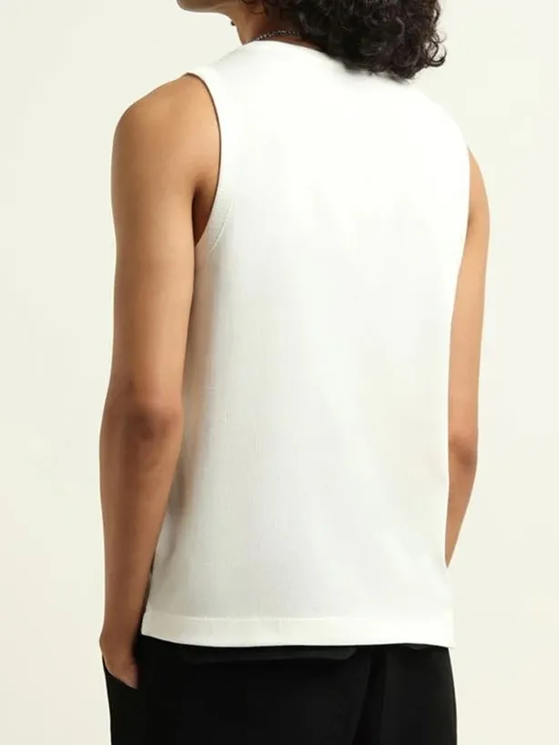 White Ribbed Skinny Cotton Tank Tops