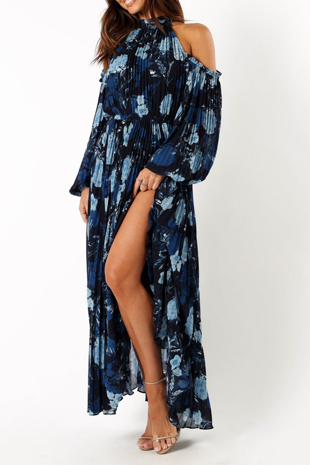 OFF-THE-SHOULDER TRUMPET SLEEVE DRESS