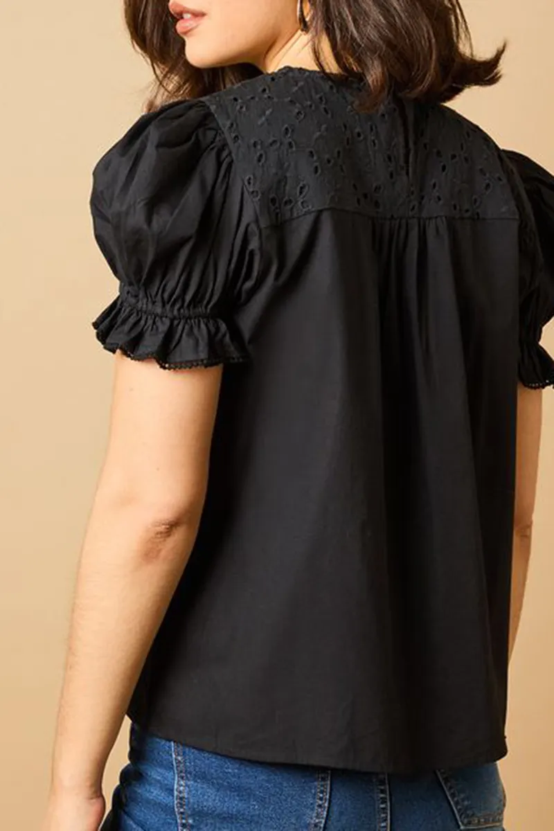 Casual Style Puff Sleeve Blouse
