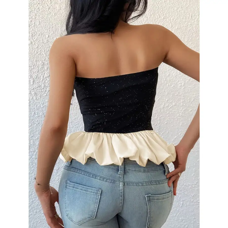 Ruffled Bubble Hem Tube Top
