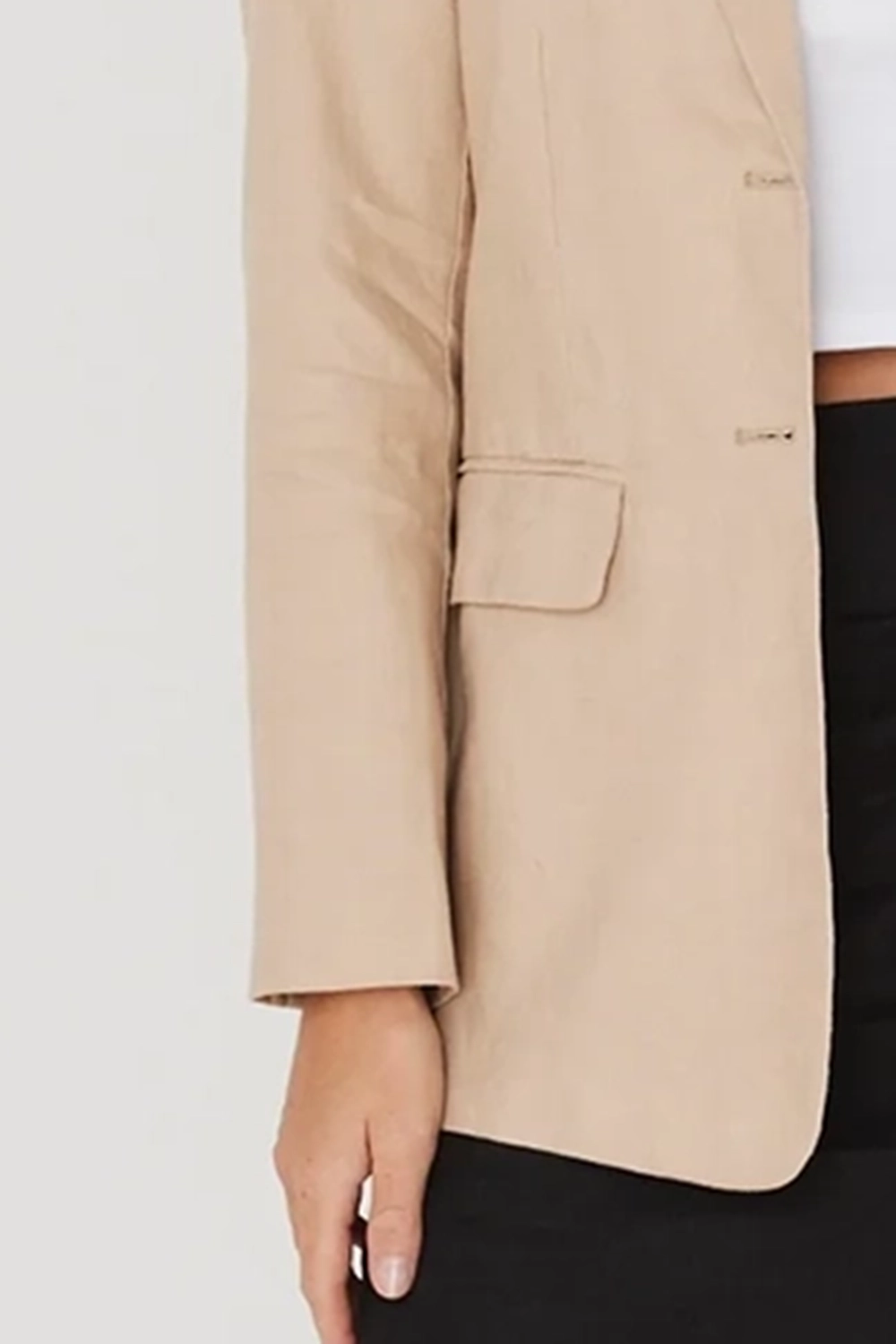 Beige Relaxed Fit Short Blazer