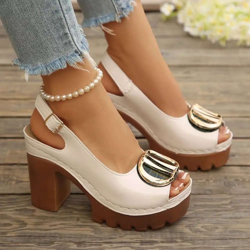 Refined Peep Toe Block Heel Sandals