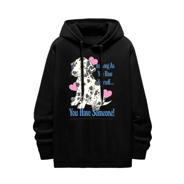 Dalmatian Print Gray Hoodie With Heart Accents
