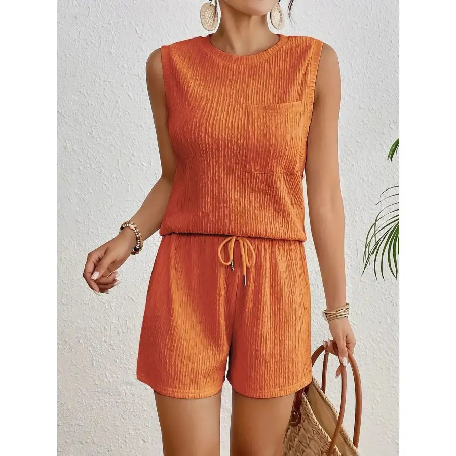 Round Neck Tank Top and Shorts Set