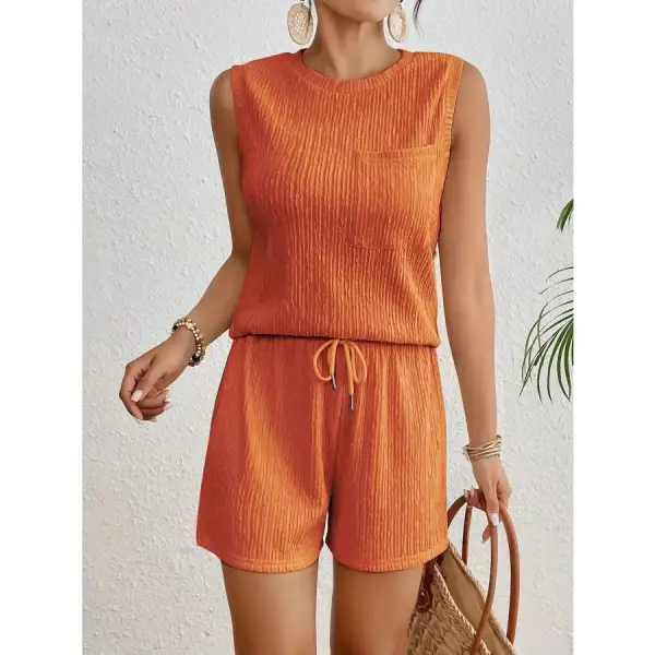 Round Neck Tank Top and Shorts Set