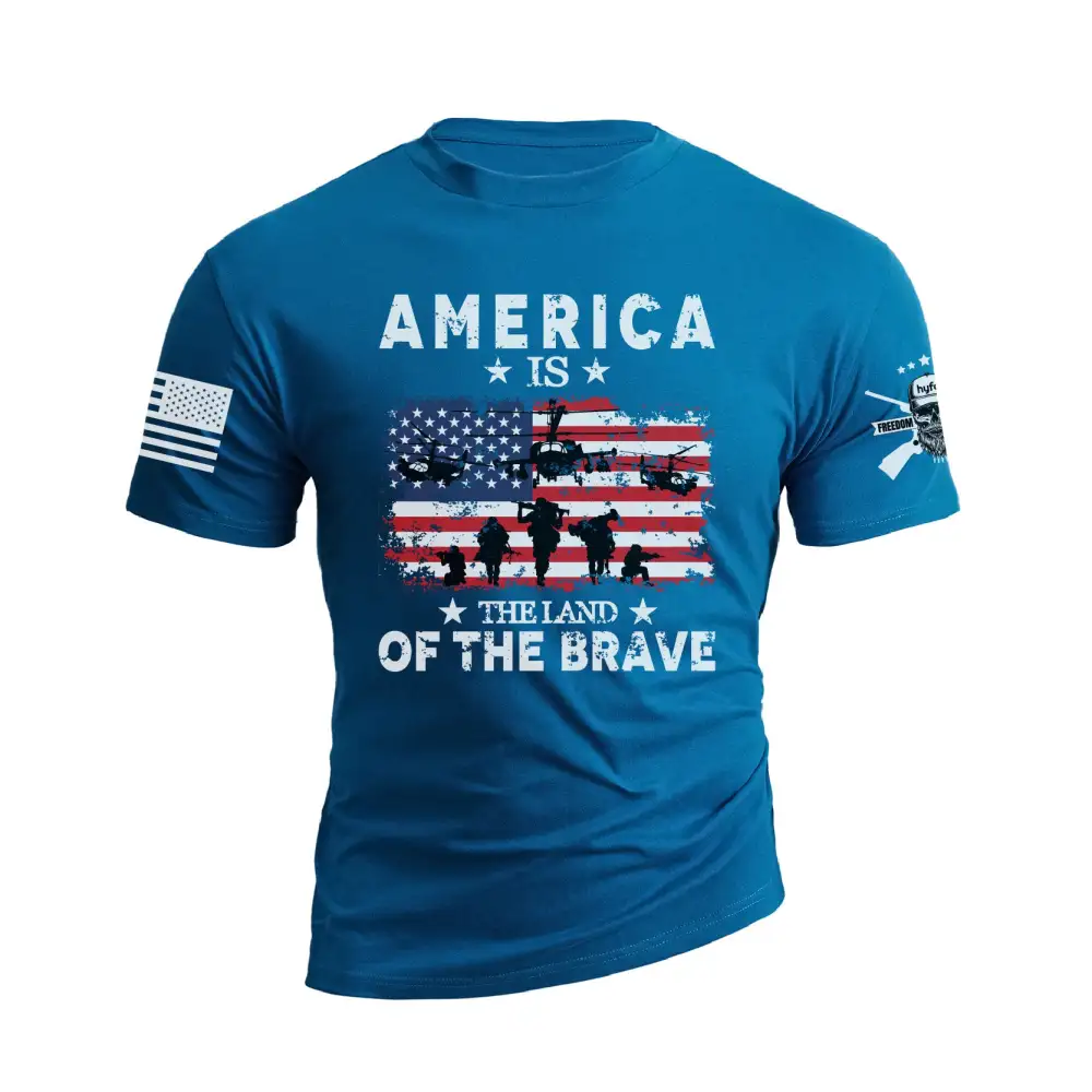 AMERICA IS THE LAND OF THE BRAVE GRAPHIC TEE