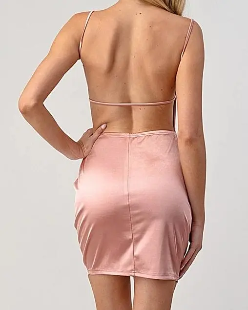 Satin Mini Dress Mini Dress Taupe