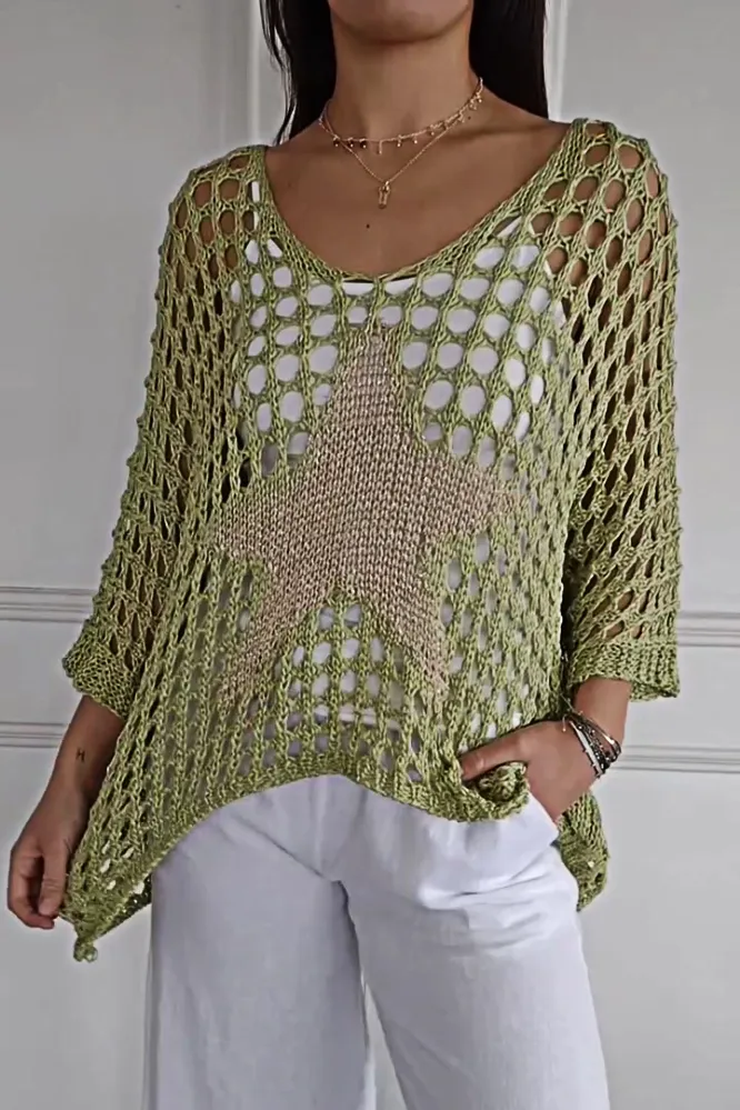 5PACK-Women'S Hollow Star Blouse