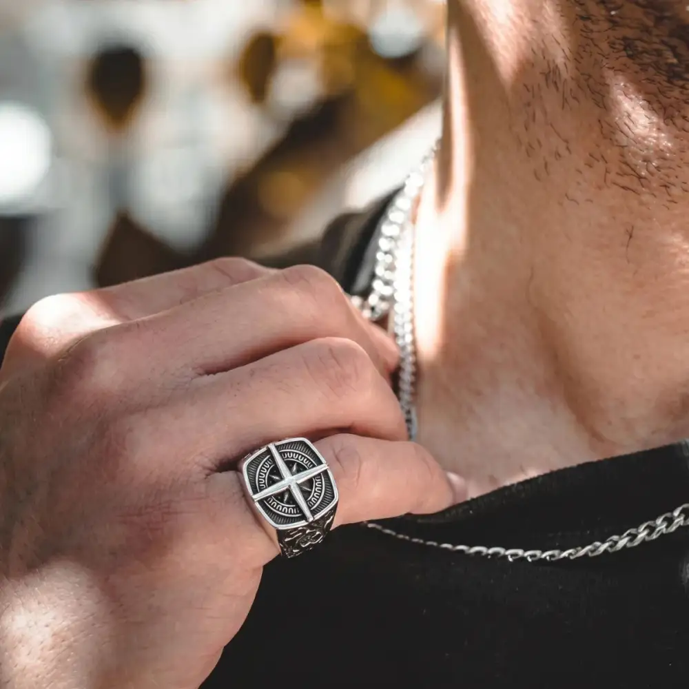 Men's Square Compass Ring