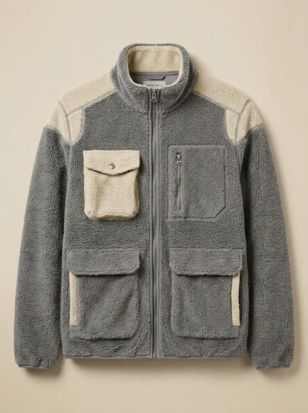 Hiking Colorblock Sherpa Fleece Zip Jacket