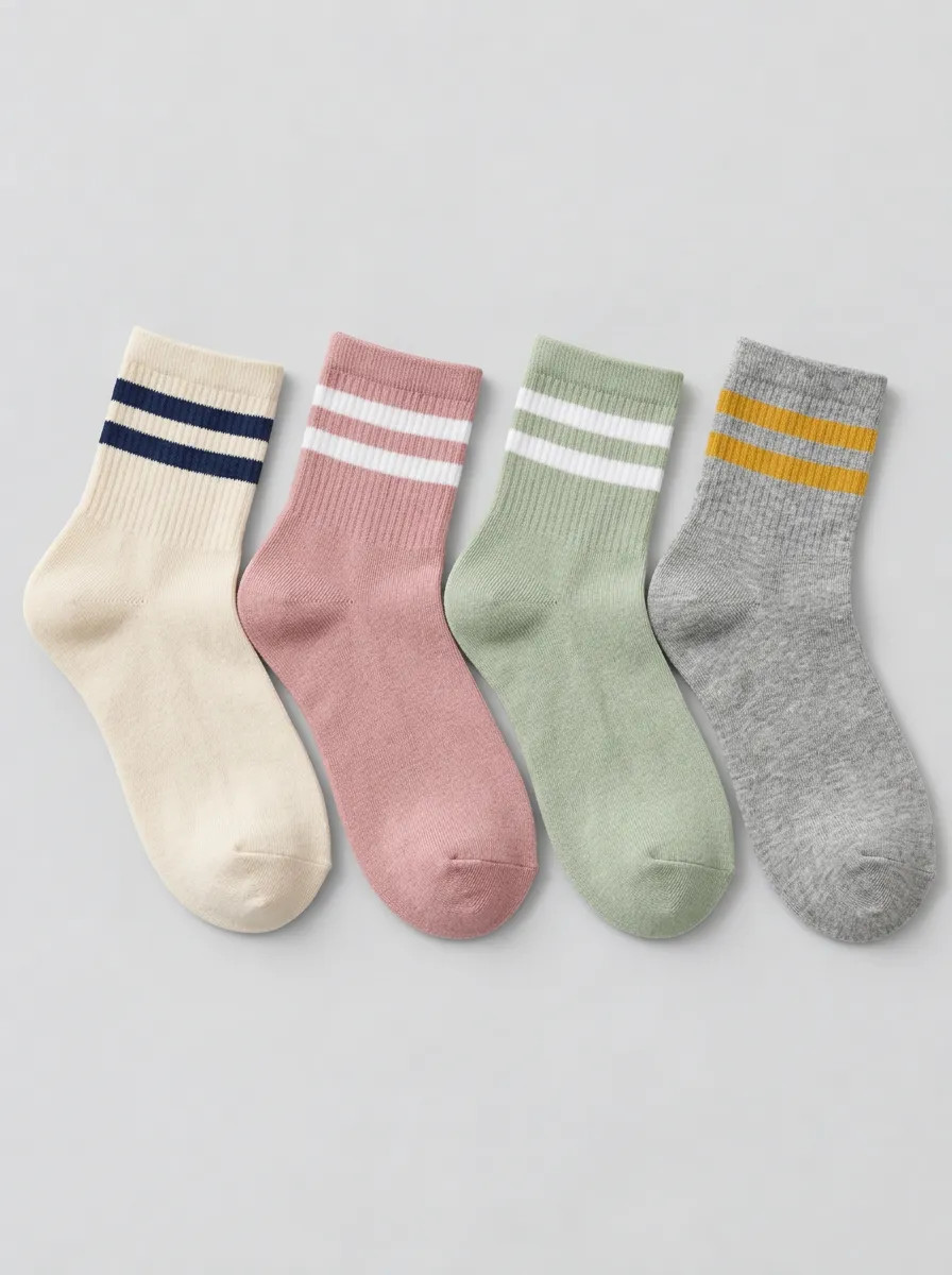 Women's Multicolor Striped Crew Crew Socks 4-Pack