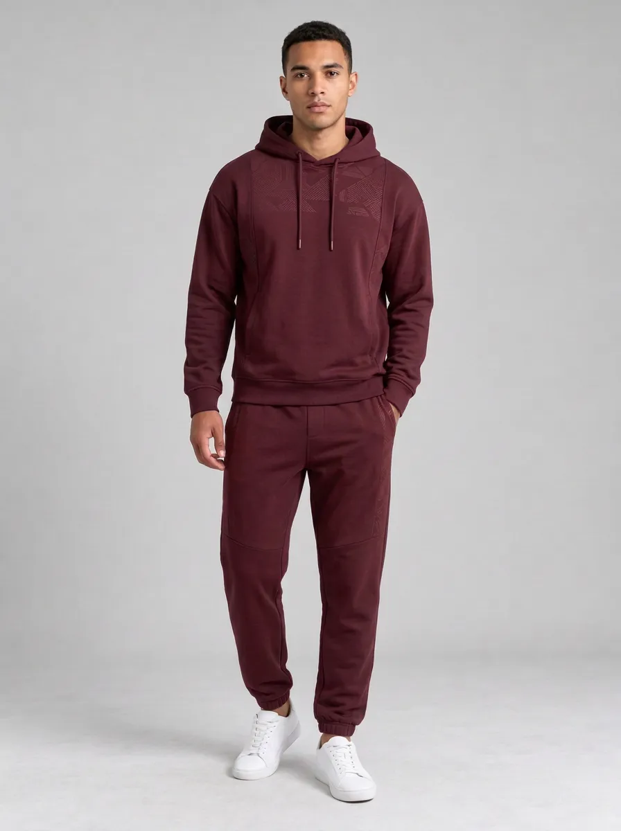 Men's Navy Geometric Pattern Printed Hoodie Jogger Set