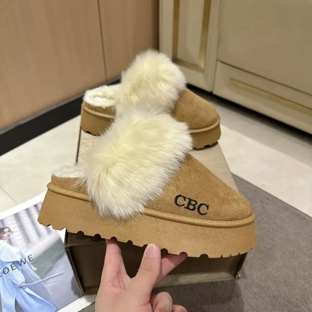 Furry Platform Slippers