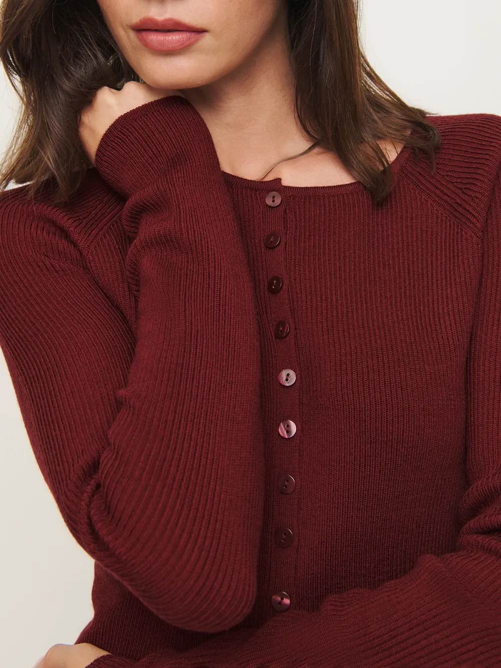 Button Front Cropped Knit Cardigan