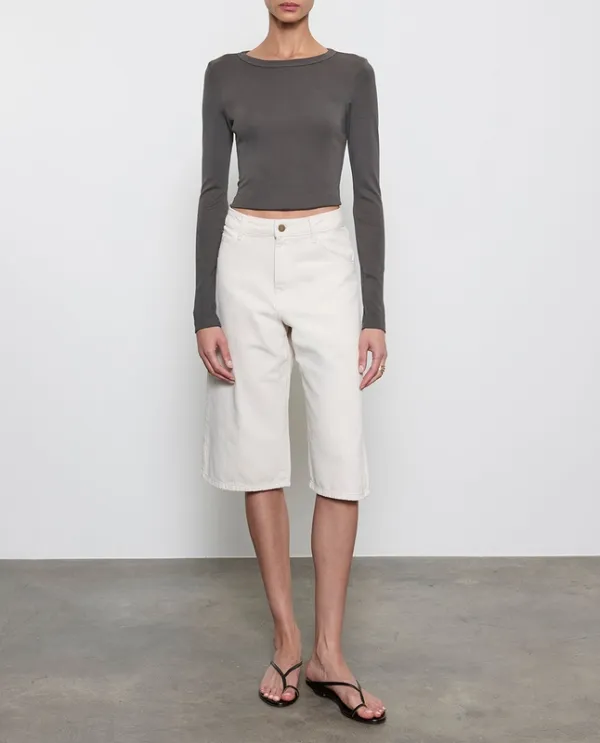 Baby Rib Cropped Top Slate