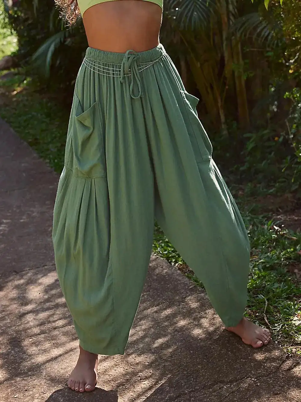 Polished Wide Leg Pocket Detail Pants
