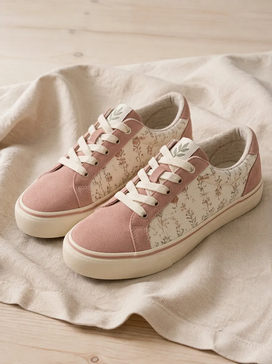 Women's Botanical Floral Suede Playful Skate Shoes
