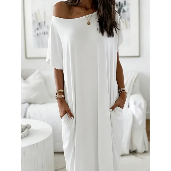 Women's Solid Color Batwing Sleeve Lounge Dress