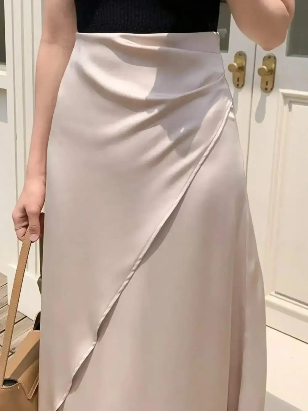 Airy Wrap Asymmetric Skirt