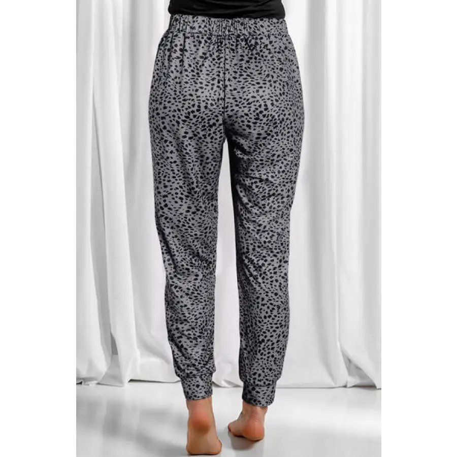 Full Size Leopard Drawstring Pocketed Pants