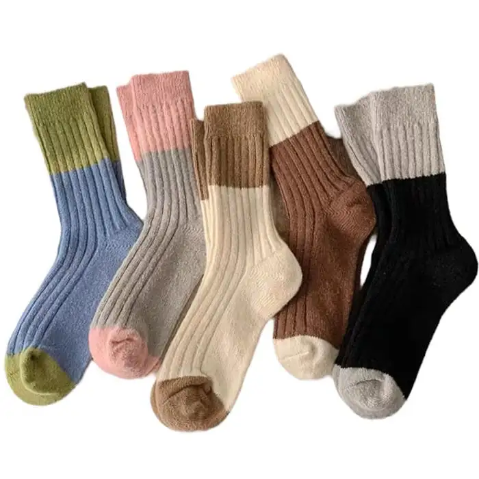 Contrast Block Warm Socks