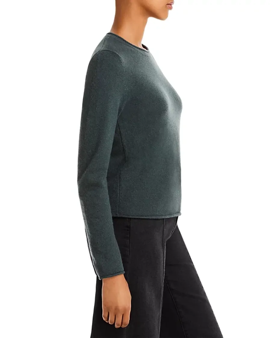 Casual Style Rolled Edge Cashmere Sweater