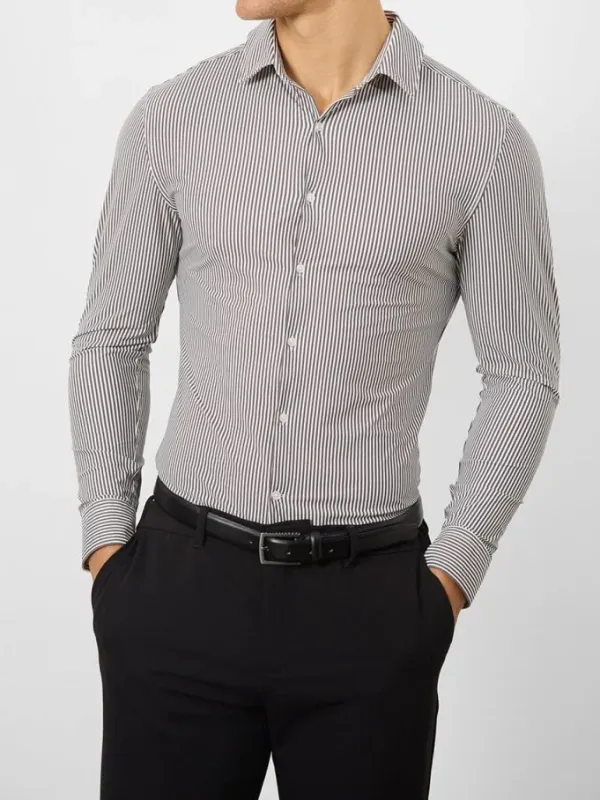 Grey Stripe Comfortable Business Blouse