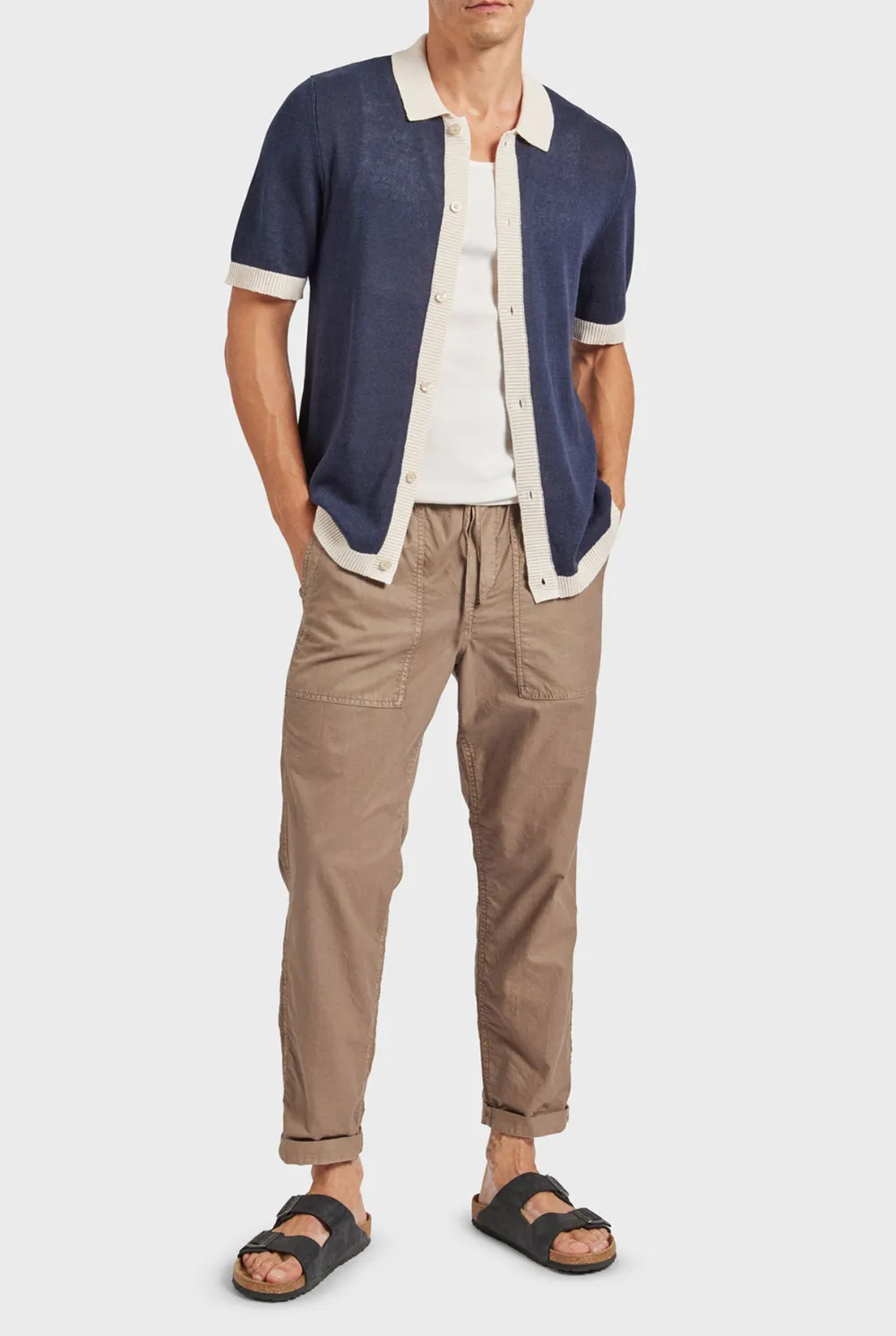 Contrast Rib Trims Knit Shirt