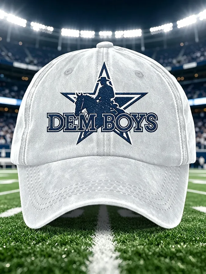 Unisex Football Print Washed Duckbill Cap