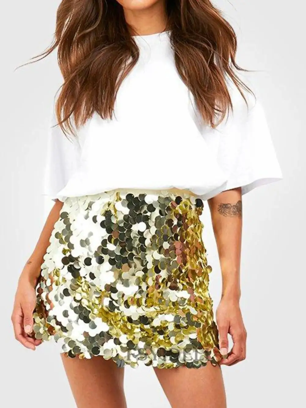 Classic Sequined Sequin Detail Skirt