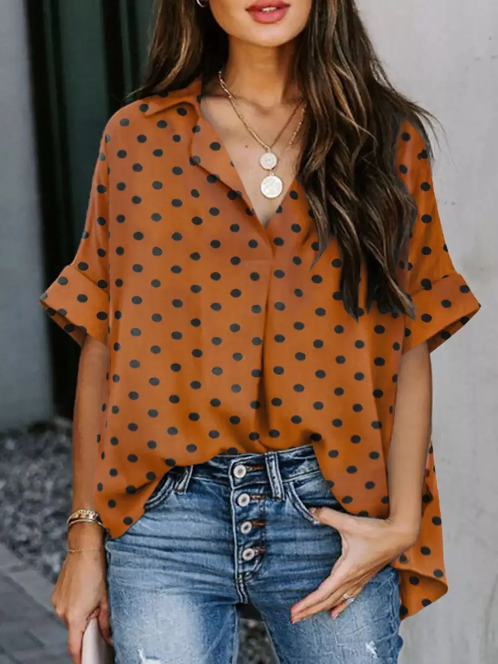 Collared Neck Half Sleeve Shirt Plus