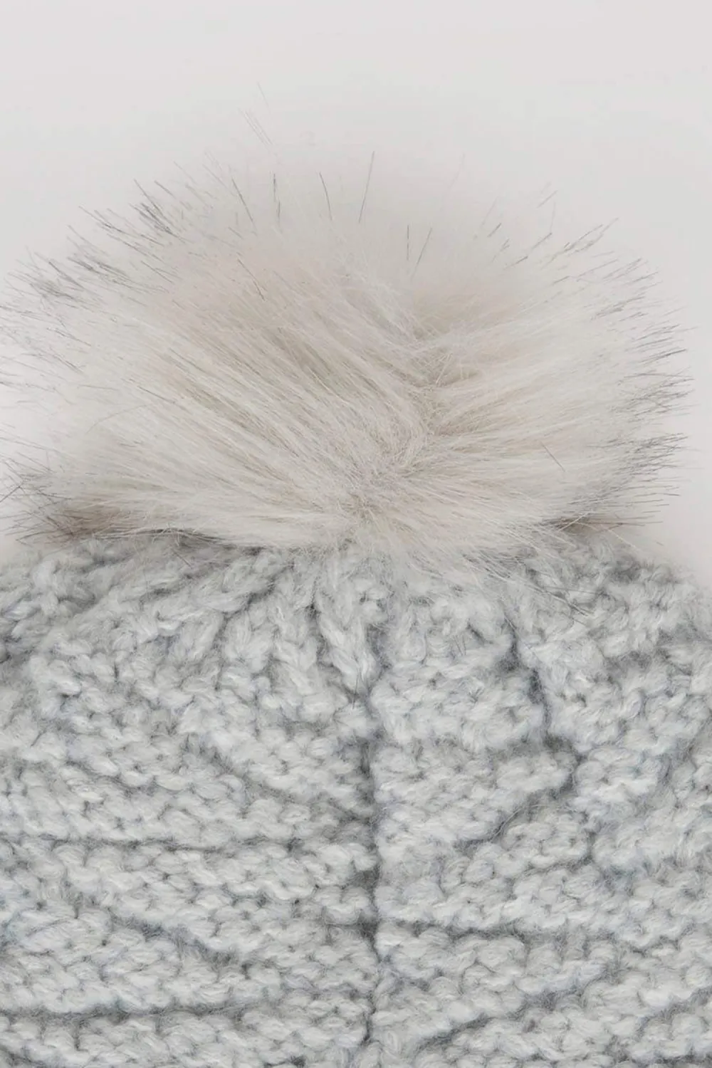 Grey Knitted Pom-Pom Hat