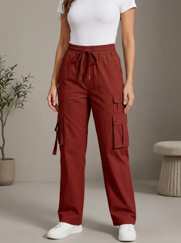 Women's Textured Multi-Pocket Cargo Cargo Work Pants