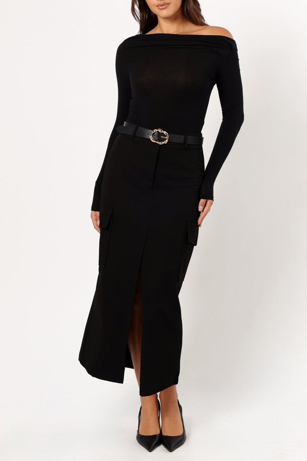 BLACK OFF-THE-SHOULDER TOP