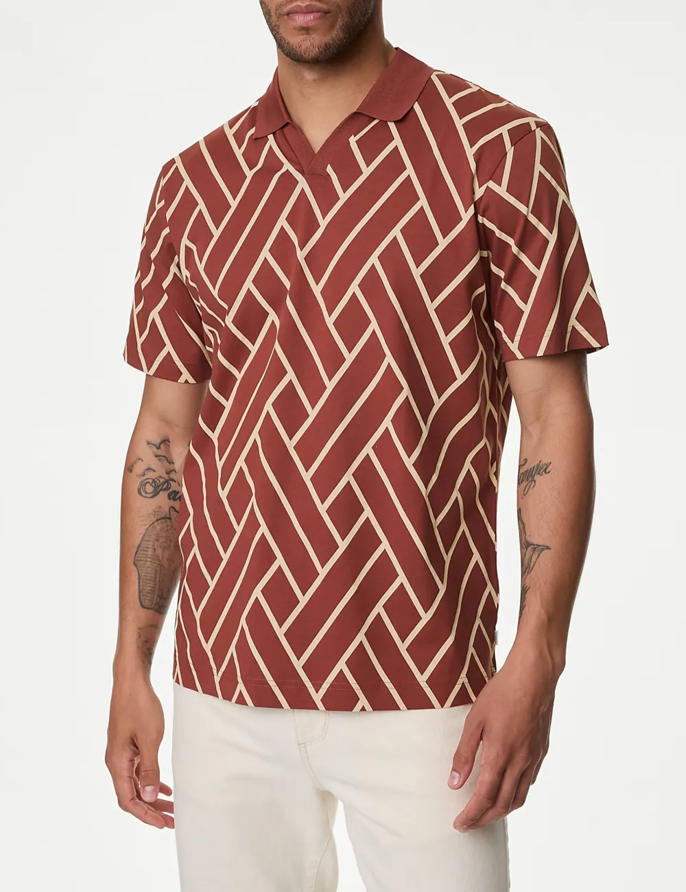 Cotton Graphic Print Polo Shirt