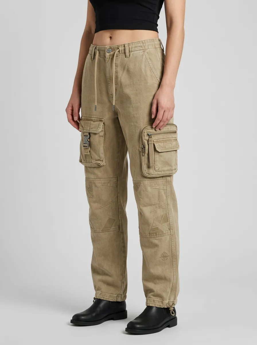 Lifestyle Utility Style Multi Pocket Shape Women's Multi Pocket Cargo Pants