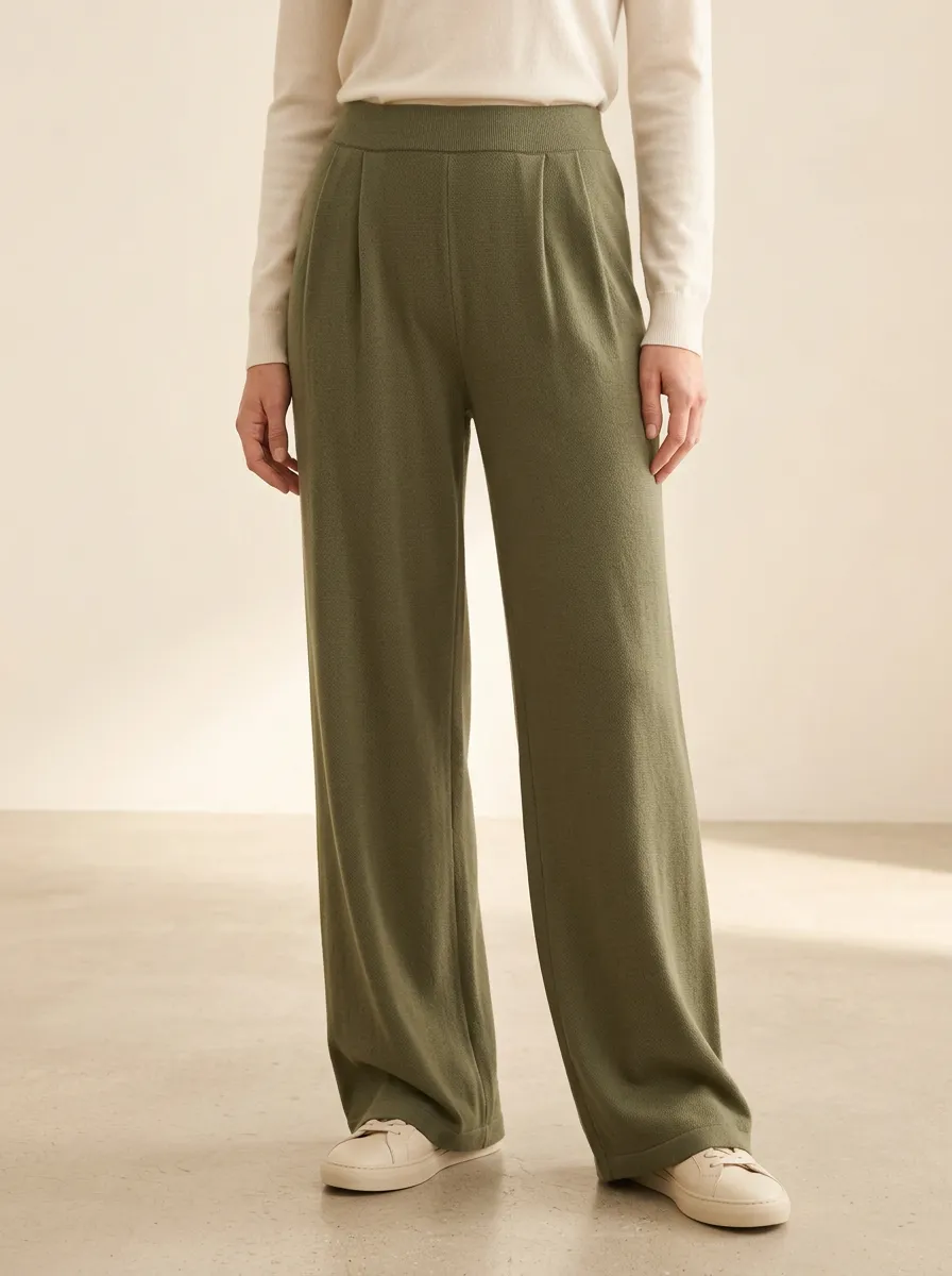 Classic Wide-Leg High-Waisted High-Waist Solid Women's Wide-Leg Pants