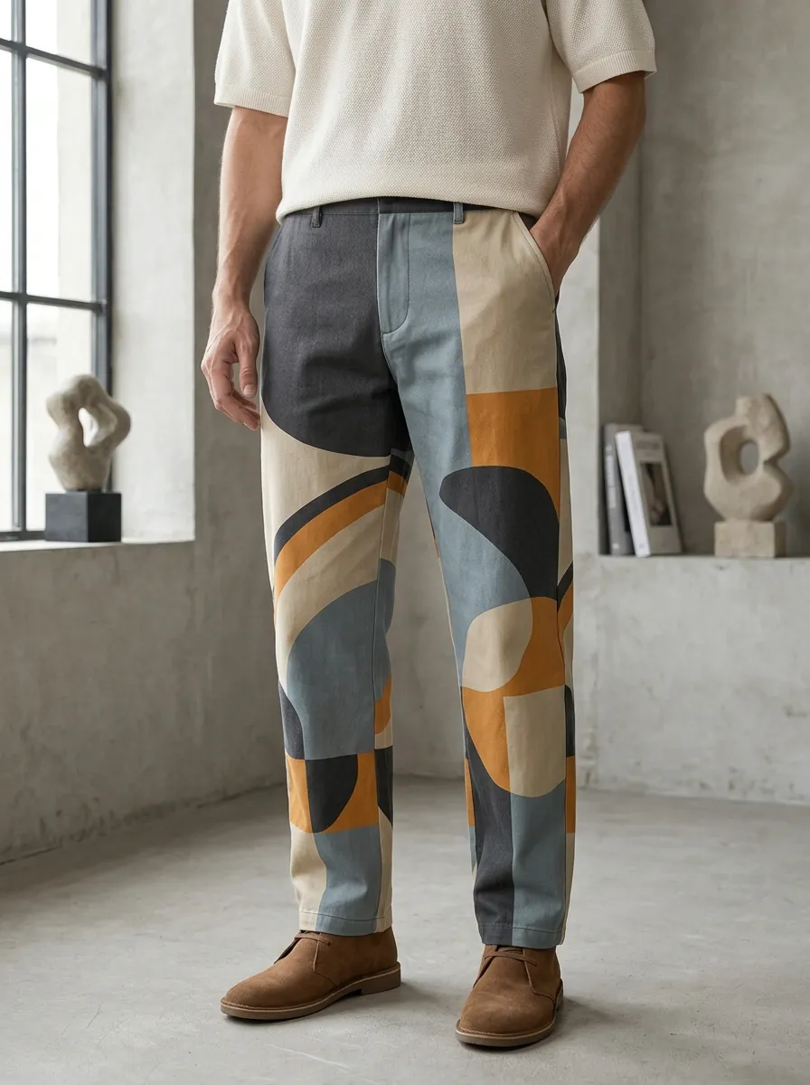 Men's Tailored Geometric Print Trousers