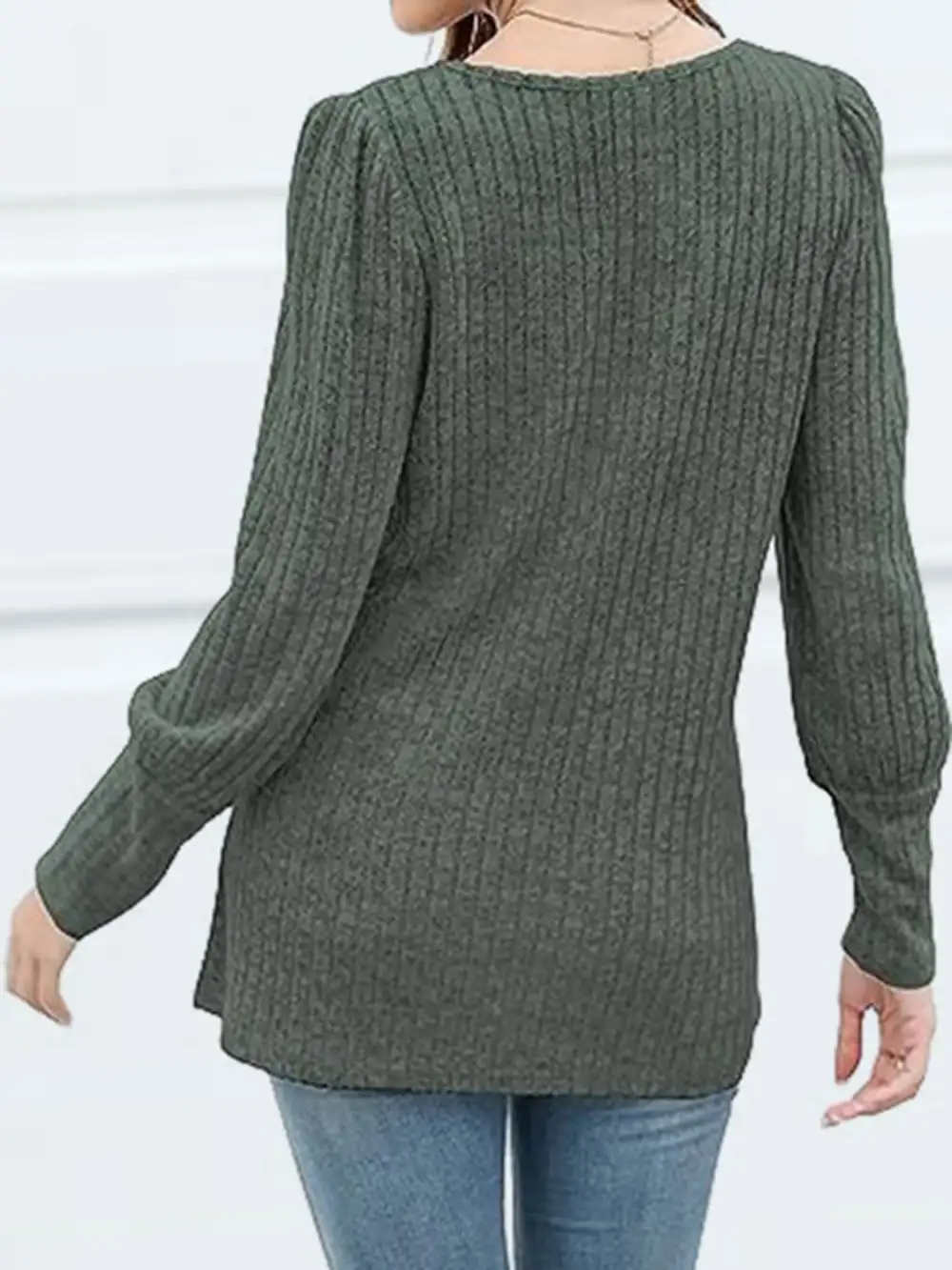 Button Front Square Neck Blouse