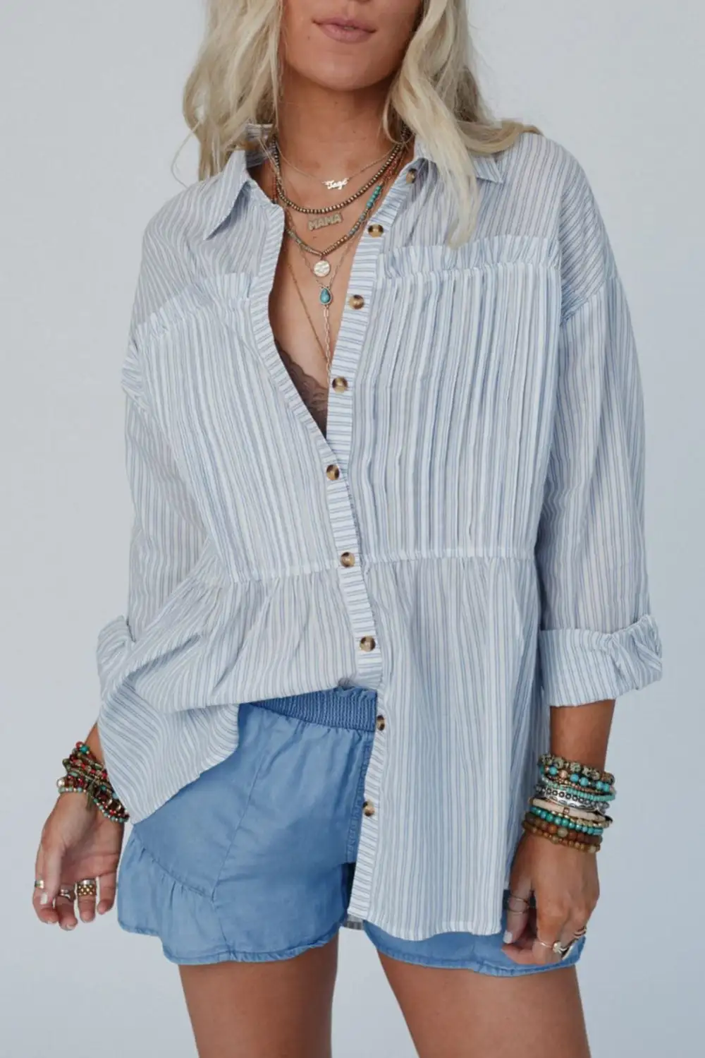 Striped Buttoned Up Long Sleeve Shirt