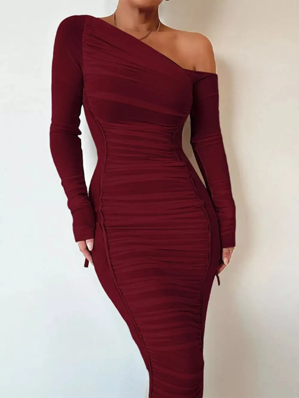 Smooth Finish Ruched Midi Dress
