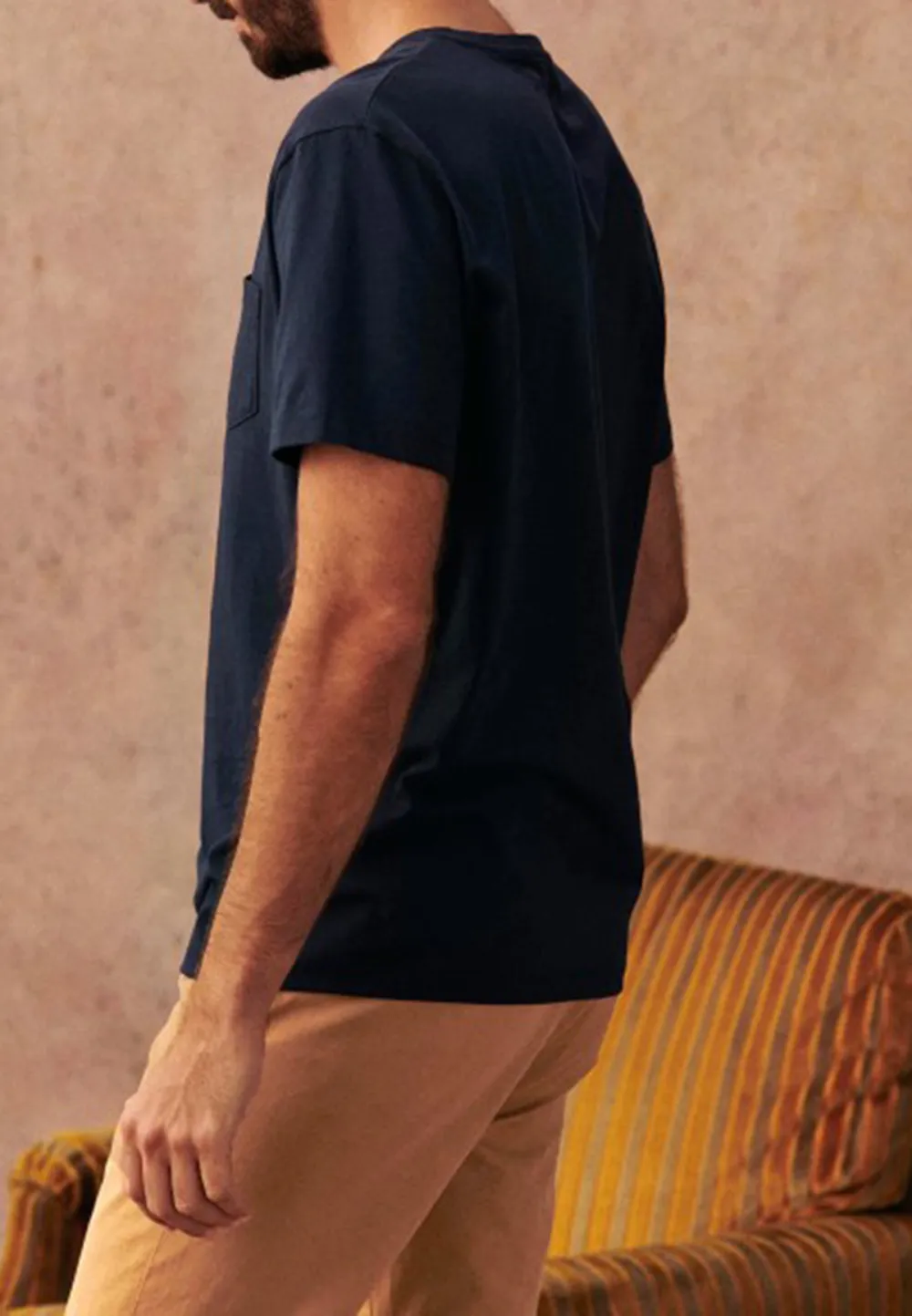 Navy Blue Relaxed Fit Cotton Crew Neck T-Shirt